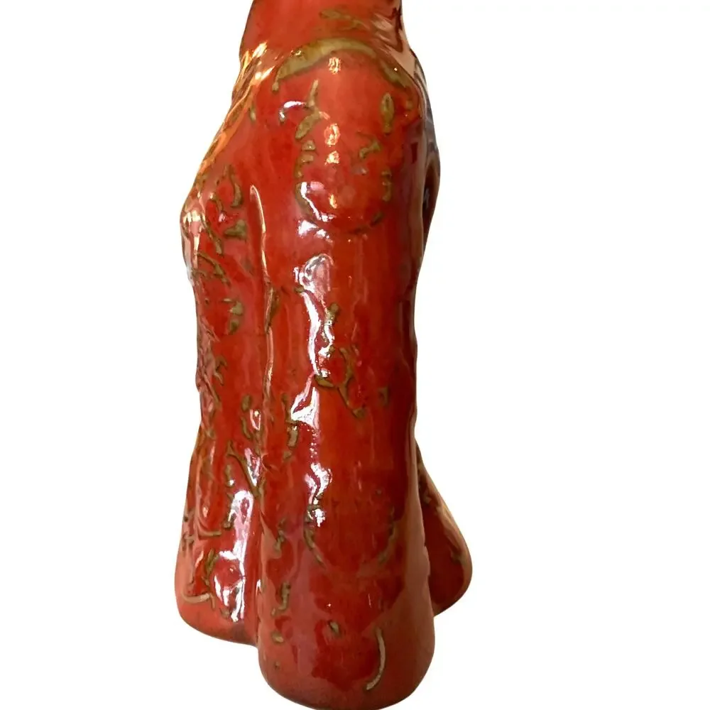 Vintage World Market Traditional Asian Jacket Shaped Ceramic Vase Red 8,5